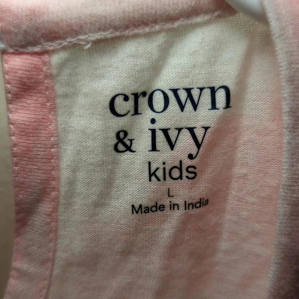 Crown & Ivy Pink Ice Cream Graphic Kids Top Ruffle Sleeves Girls Size L NEW